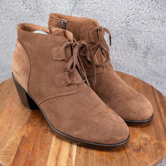 BOC Bootie Boots Ankle Suede Brown Lace Up Heel Women's Size 9 M - Picture 1 of 7